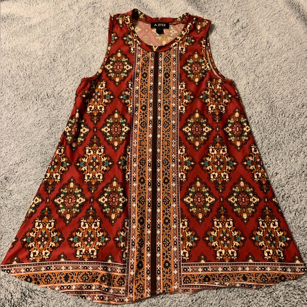 A. Byer Red Floral Tank - Size Medium